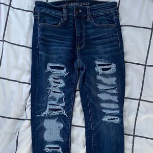 American Eagle Super Stretch Ripped Dark Jeans